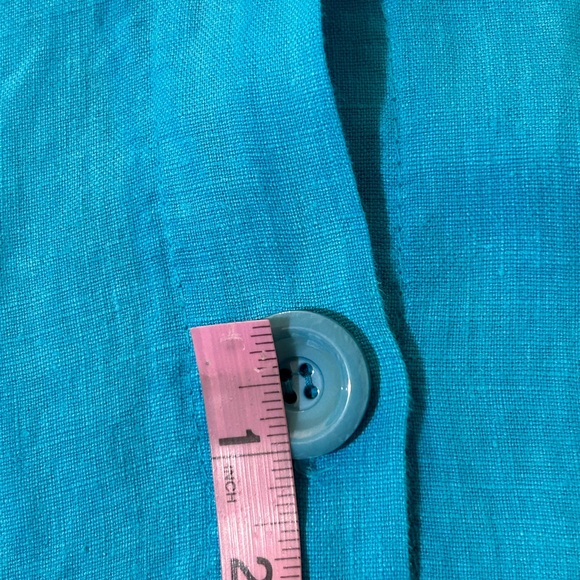 LaBass Tunic Top Women Size 2X Sky Blue Short Sleeves Buttons 100% Linen Italy - Picture 9 of 12